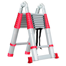 5m rubber feet wide steps telescopic ladder